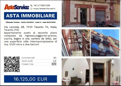 Foto Appartamento in Via Leonida 69, Taranto Tre Carrare di 63 m² all'asta