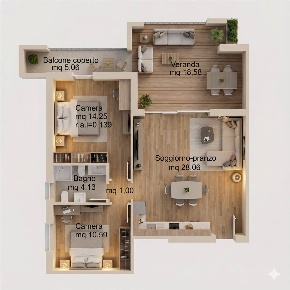 Foto Appartamento a Olbia Sacra Famiglia, Bandinu di 69 m² con 3 locali