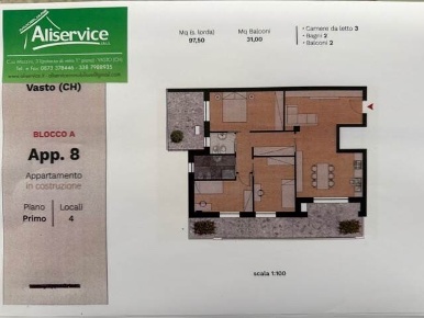 Foto Appartamento in Via del Porto, Vasto di 97 m² con 4 locali in vendita